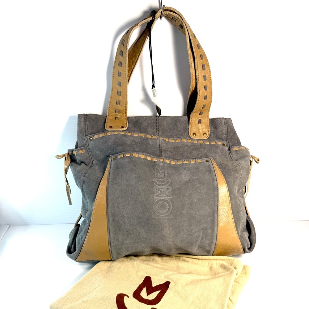 Muxo by Camila Alves Suede Grey and Tan leather Hobo Bag .